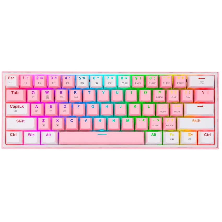 Teclado Redragon Fizz Pro Mecanico Rosa Blanco Switch Red